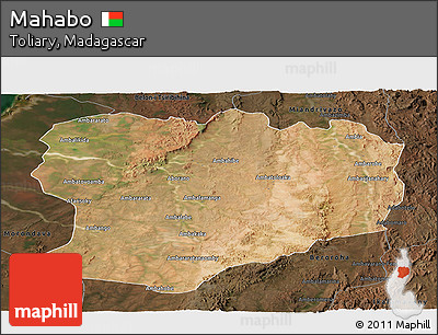 Satellite Panoramic Map of Mahabo, darken