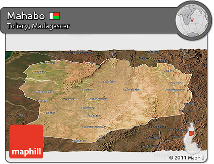 Satellite Panoramic Map of Mahabo, darken
