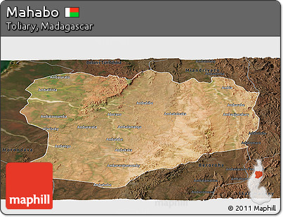 Satellite Panoramic Map of Mahabo, darken