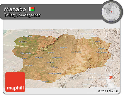 Satellite Panoramic Map of Mahabo, lighten