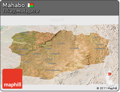 Satellite Panoramic Map of Mahabo, lighten