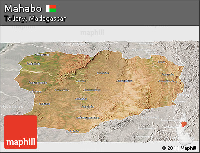 Satellite Panoramic Map of Mahabo, lighten, semi-desaturated