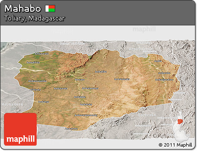 Satellite Panoramic Map of Mahabo, lighten, semi-desaturated