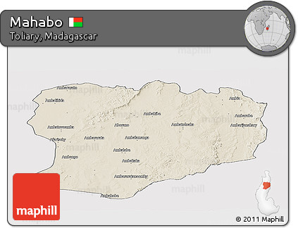 Shaded Relief Panoramic Map of Mahabo, cropped outside