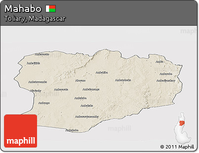 Shaded Relief Panoramic Map of Mahabo, cropped outside