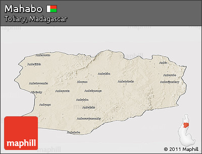 Shaded Relief Panoramic Map of Mahabo, cropped outside