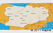 Shaded Relief Panoramic Map of Mahabo, political outside