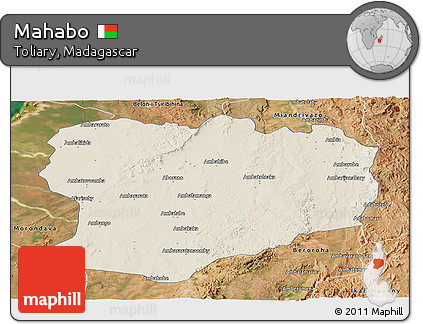 Shaded Relief Panoramic Map of Mahabo, satellite outside