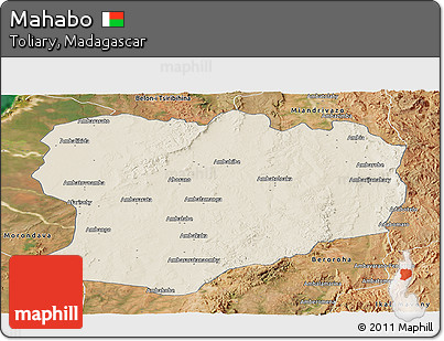 Shaded Relief Panoramic Map of Mahabo, satellite outside