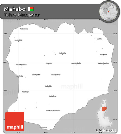 Gray Simple Map of Mahabo, single color outside