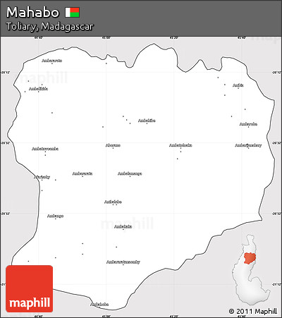 Silver Style Simple Map of Mahabo, cropped outside