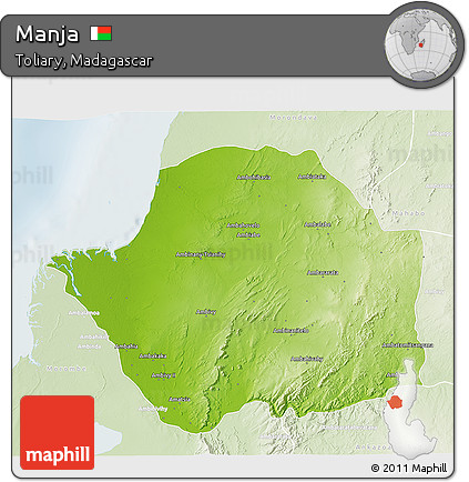 Physical 3D Map of Manja, lighten