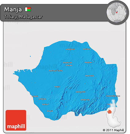 Political 3D Map of Manja, cropped outside
