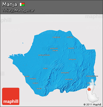 Political 3D Map of Manja, cropped outside