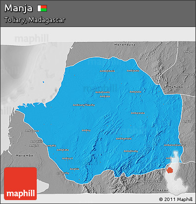 Political 3D Map of Manja, desaturated