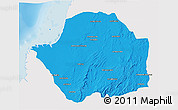 Political 3D Map of Manja, single color outside