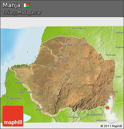 Satellite 3D Map of Manja, physical outside