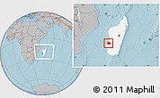 Gray Location Map of Manja, highlighted country, within the entire country, hill shading