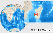 Shaded Relief Location Map of Manja, within the entire country