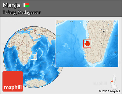 Shaded Relief Location Map of Manja