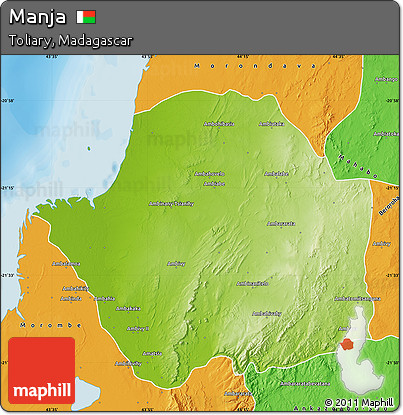Physical Map of Manja, political outside