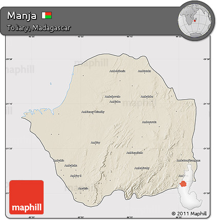 Shaded Relief Map of Manja, cropped outside