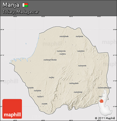 Shaded Relief Map of Manja, cropped outside