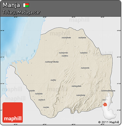 Shaded Relief Map of Manja, single color outside