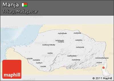 Classic Style Panoramic Map of Manja, single color outside