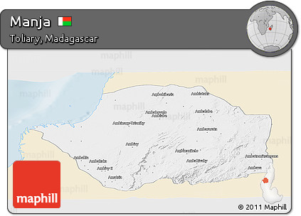 Classic Style Panoramic Map of Manja, single color outside