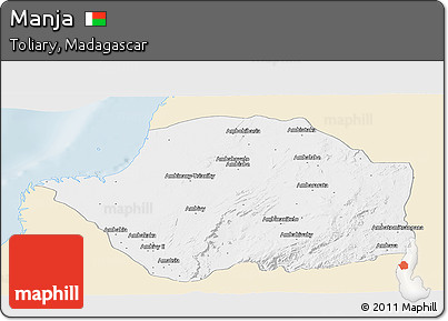 Classic Style Panoramic Map of Manja, single color outside