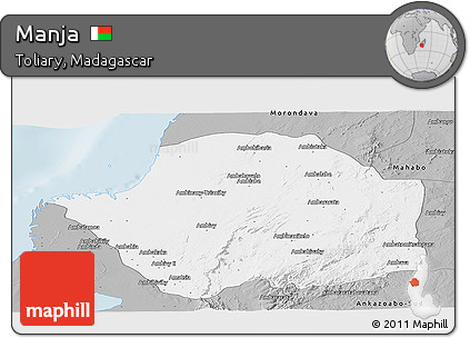 Gray Panoramic Map of Manja