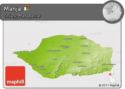 Physical Panoramic Map of Manja, cropped outside