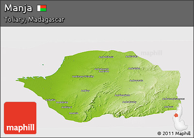 Physical Panoramic Map of Manja, cropped outside