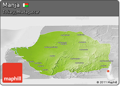 Physical Panoramic Map of Manja, lighten, desaturated