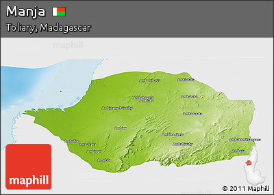 Physical Panoramic Map of Manja, single color outside