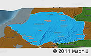 Political Panoramic Map of Manja, darken