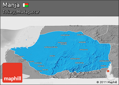 Political Panoramic Map of Manja, desaturated