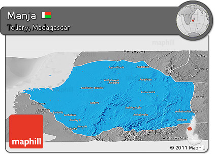 Political Panoramic Map of Manja, desaturated
