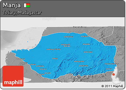 Political Panoramic Map of Manja, desaturated