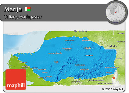 Political Panoramic Map of Manja, physical outside