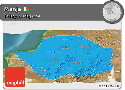 Political Panoramic Map of Manja, satellite outside