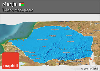 Political Panoramic Map of Manja, satellite outside