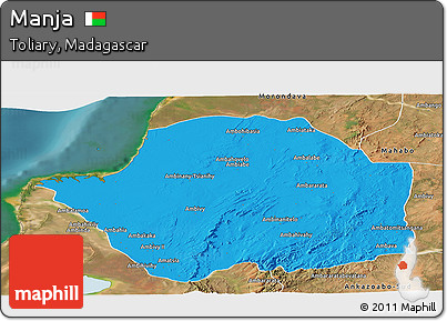 Political Panoramic Map of Manja, satellite outside