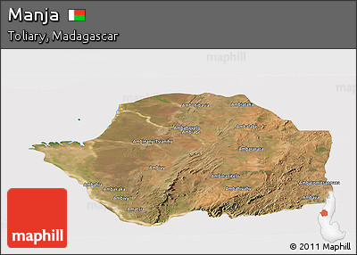Satellite Panoramic Map of Manja, cropped outside