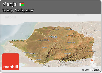 Satellite Panoramic Map of Manja, lighten