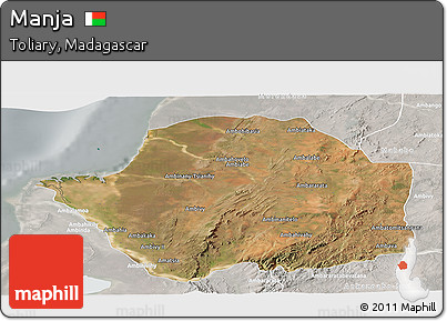Satellite Panoramic Map of Manja, lighten, semi-desaturated