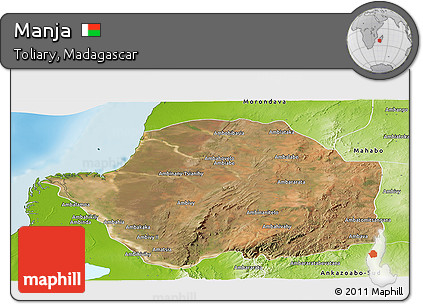 Satellite Panoramic Map of Manja, physical outside