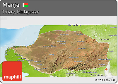 Satellite Panoramic Map of Manja, physical outside