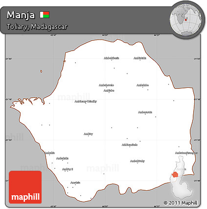 Gray Simple Map of Manja, cropped outside